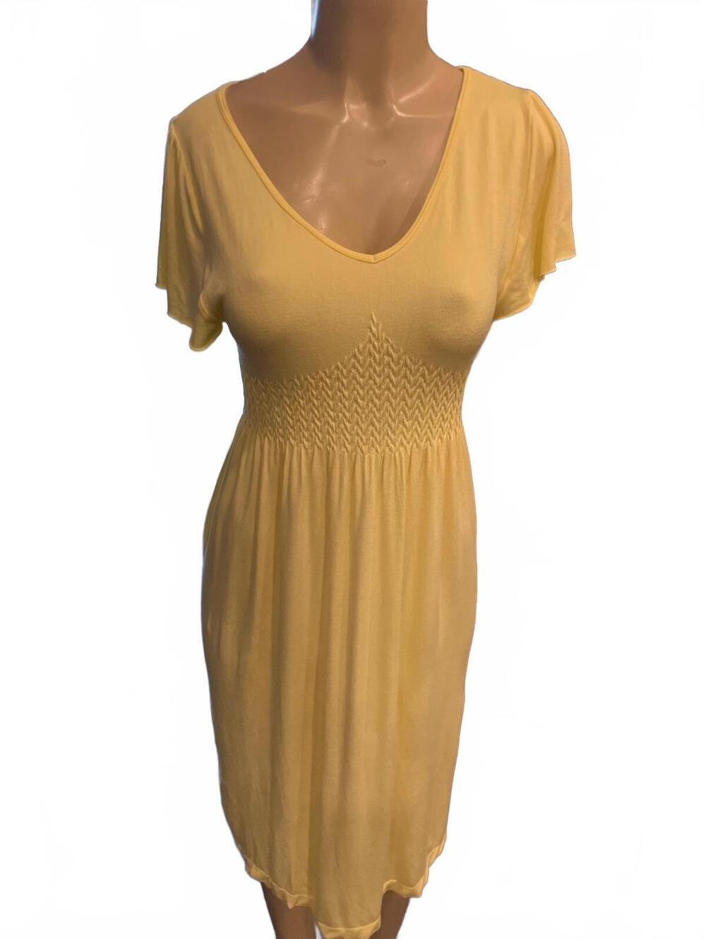 NWOT Chelsea Violet Yellow Stretch Dress with Smocked Waist